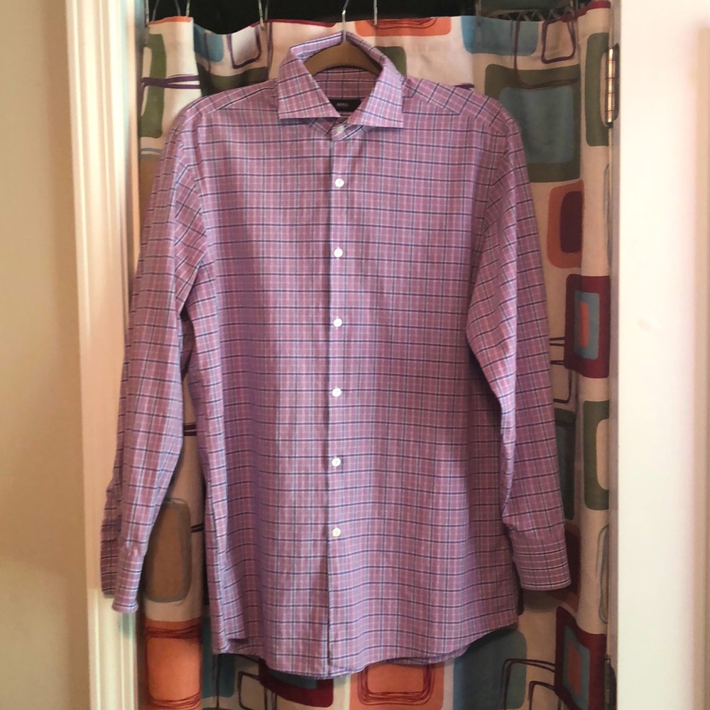 BOSS Hugo Boss windowpane plaid mens button down